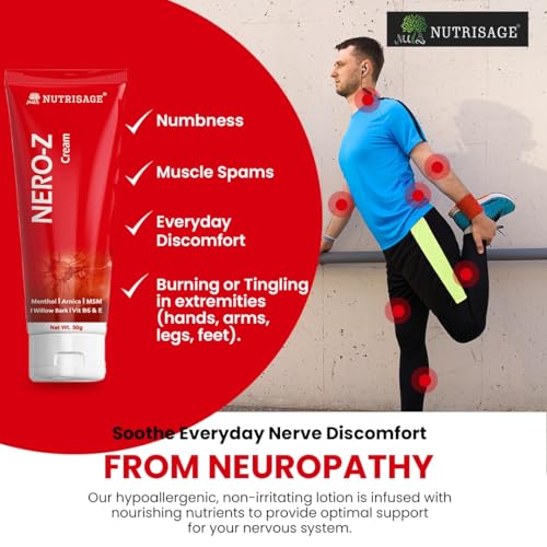 Image of Nero-Z Neuropathy Nerve Relief Cream - Fast Acting Max Relief for Feet, Hands,Legs,Toes,Back-Ultra Strength Menthol,Arnica, Aloe Vera,MSM,Soothing Natural Nerve Comfort, Paraben-Free 50 g