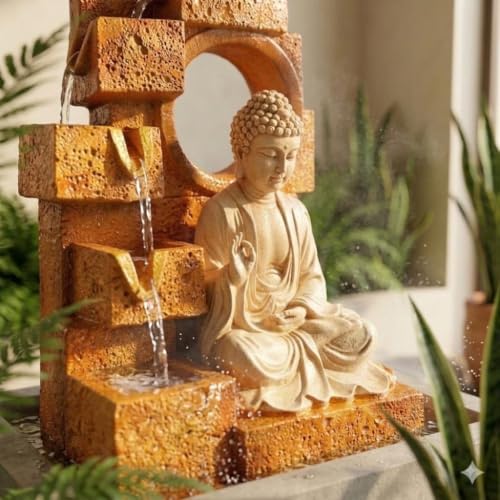 Image of G - Creations : Waterfall | Waterfall Fountain | Buddha Waterfall Statue |Water Fountains for Outdoor Living Room, Office, Garden & Table Top Waterfall Indoor Home Decor Indoor..