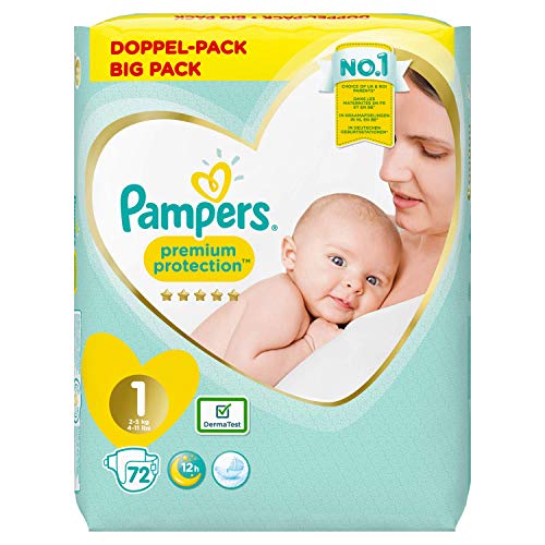 Pampers Pañales de protección premium, tamaño 1 x 72, 2 - 5 kg.