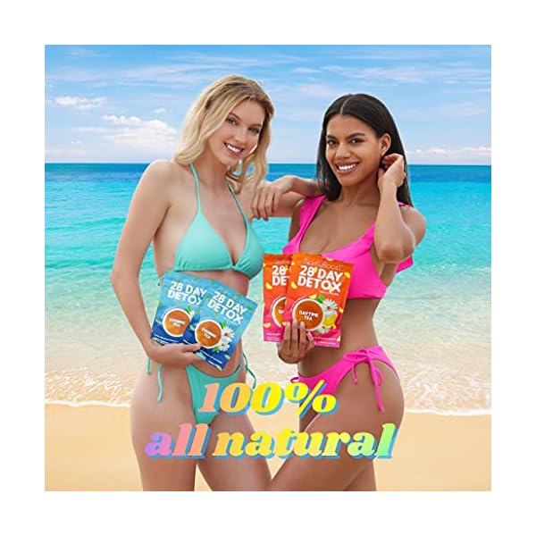SkinnyBoost 28 Day Detox Tea Kit-1 Daytime (28 Bags) 1 Evening (14 Bags) Non GMO, Vegan, All Natural Teas, Made with Green Tea and Herbal Teas for Natural Detox and Cleanse