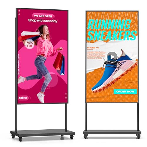 Image of 65″ 4K UHD Digital Signage,3000 Nits Auto-Brightness Adjustment,Android 14, Floor Standing Digital Kiosks Displays,CMS /WiFi /HDMI /USB Input Auto Media Player, Totem Advertising Digital for Shop Window