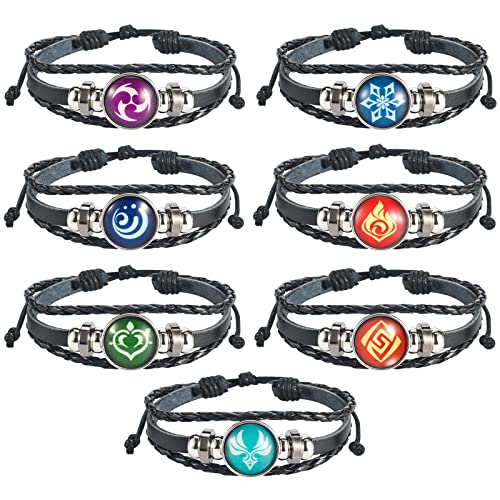 UTIEHD Anime Game Bracelet 7 Pack, Luminous Vision Bracelets Glow in Dark for Collection and Genshin Fans