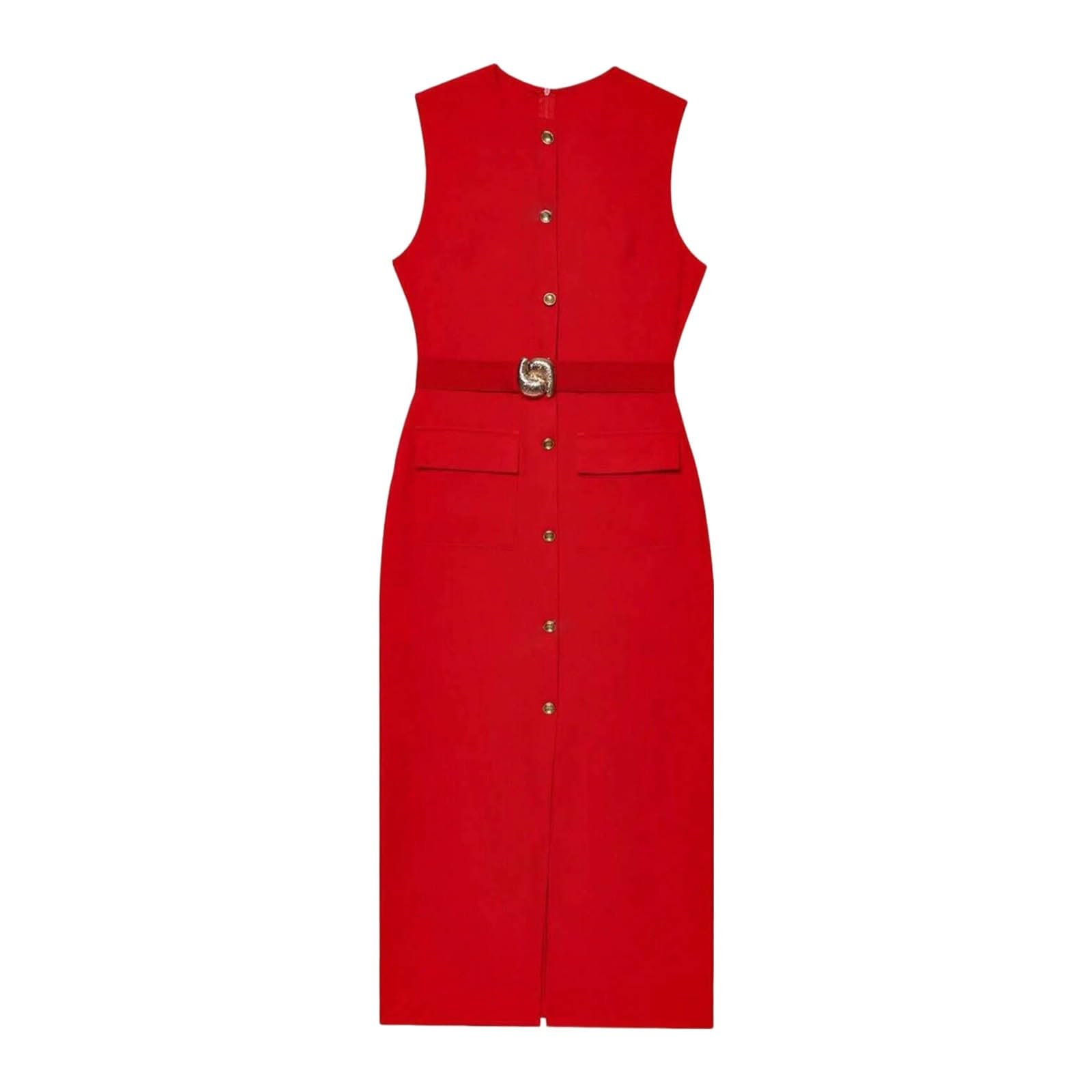 Damen Kleid Elegant Ärmellos Rundhals Midi Etuikleid Formelle Wickelkleid mit Gürtel Business Hochzeit Sommerkleid Businesskleider Damen Elegant Rundhals Midi Etuikleid Slim Cocktailkleid mit Schlitz