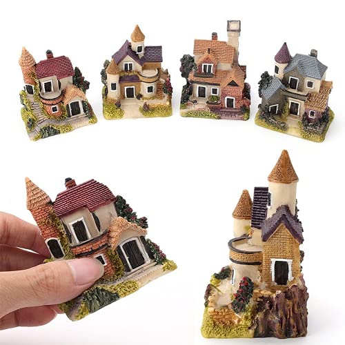 ONETOZE Mini resina casa de pueblo hada jardín suite estatuas al aire libre cabaña esculturas miniatura casa de paja paisaje micro decorar adorno Cover