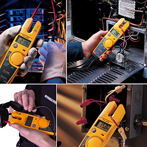 Fluke T5-1000 Voltage, Continuity And Current Tester, Openjaw Design For Current Measurements Without Metallic Contact, Includes Detachable Slim Reach Probe Tips, Auto Selects Ac Or Dc Voltage #TOP3