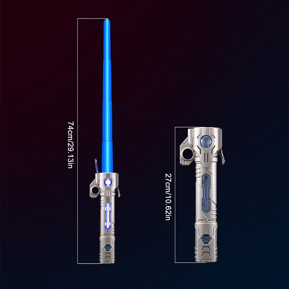 Spada Laser Giocattolo per Bambini, Lightsaber, RGB 15 Colori Spada Laser Star Wars con Effetti Sonori Simulati Spada Luminosa, Spada Laser Retrattile 2 in 1 per Bambini (Impugnatura Argento)