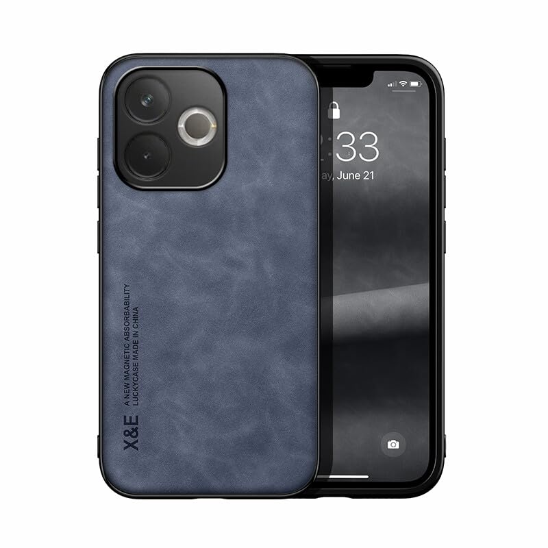 Étui Oppo Find X 9 bleu rigide avec coque arrière silicone et revêtement cuir durable