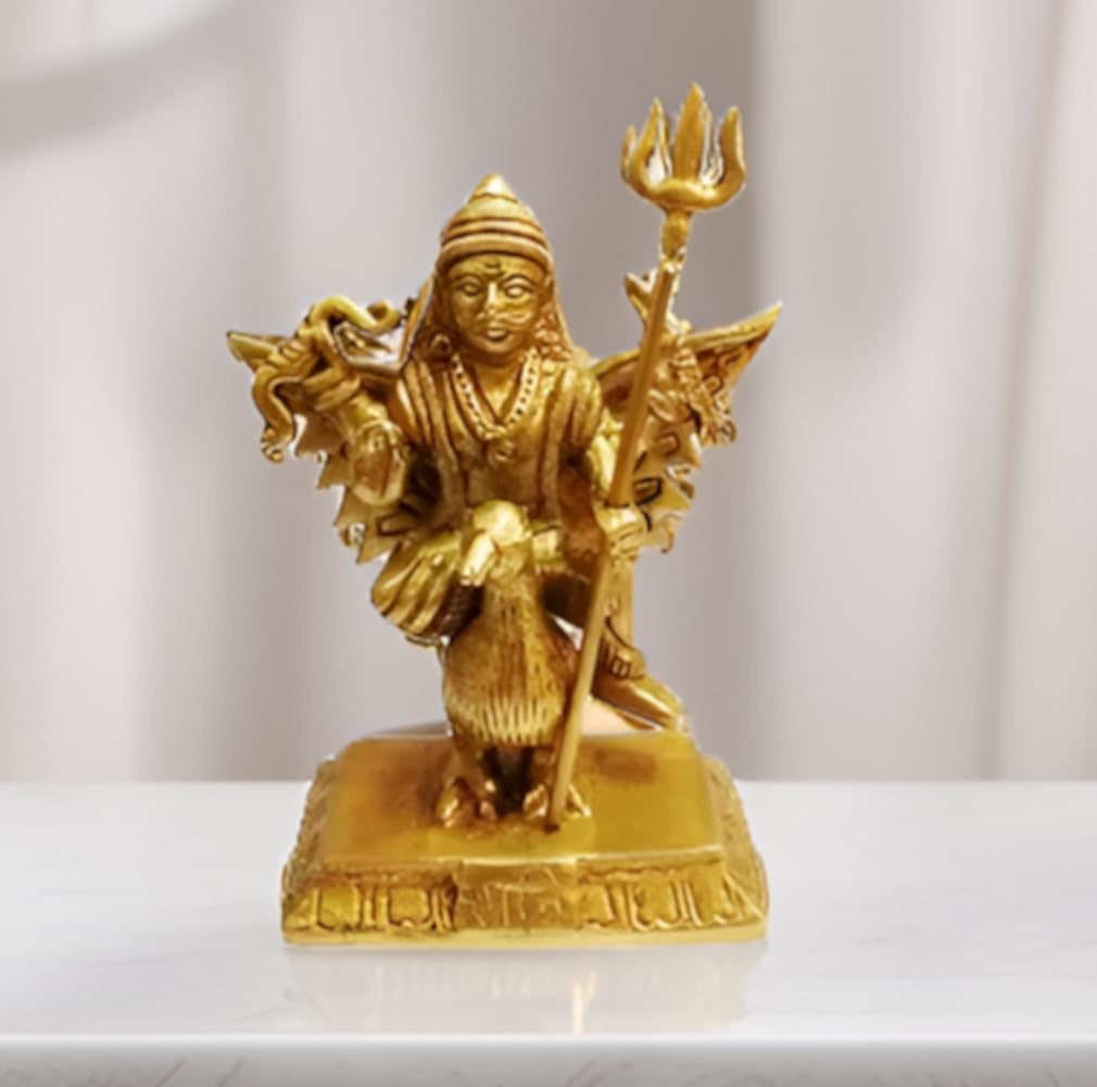 Purpledip Brass Statue Lord Shani Dev: Hindu Saturn God of Anger (11431)