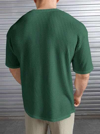 Image of Imsa Moda Mens Solid Dotted Unique Design Oversized Tshirt for Men - Round Neck Loose Fit Drop Shoulder Mens T-Shirt
