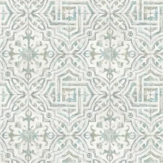 NuWallpaper NUS4395 Landondale Peel & Stick Wallpaper, Teal & Grey