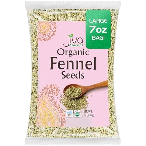 Jiva Organic Fennel Seeds - Packaged in Resealable Bag Cover