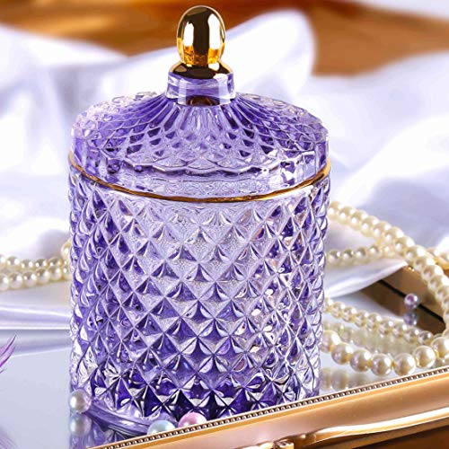 Preisvergleich Produktbild ALAMHI Schmuckaufbewahrung Schmuckkasten Geschenke für Frauen, Deko Schlafzimmer Kristallglas Schmuckschatulle Mode Elegant Damen High-End-Materialien (Transparentes Lila)
