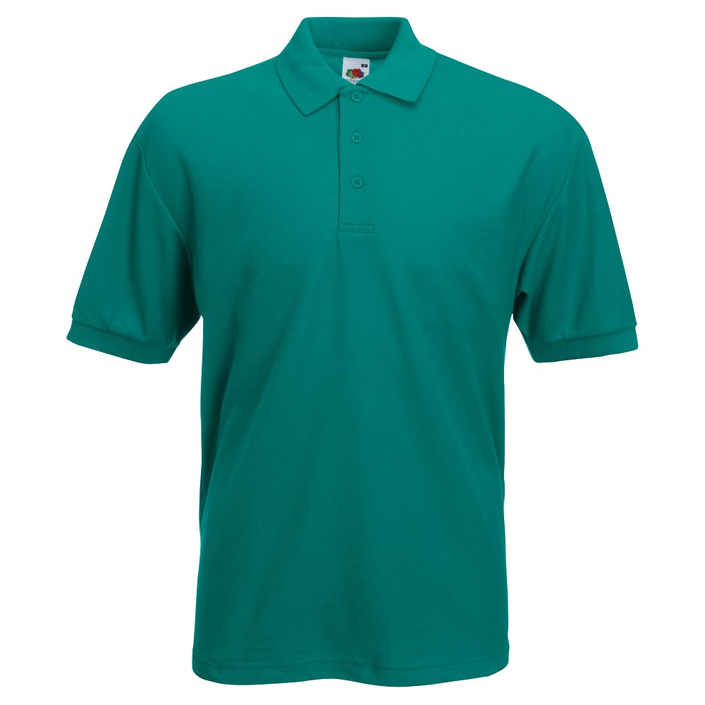 Mens Fruit of the Loom 65/35 Pique Polo Tshirt-Emerald-Medium