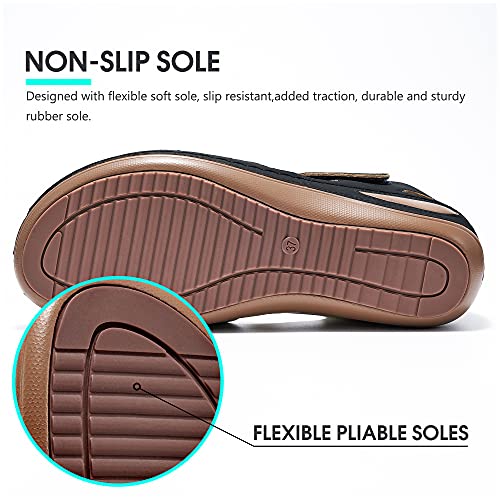 DUOYANGJIASHA Womens Sandals Dressy Summer Beach Bohemia Ankle Strap Causal Comfortable Closed Toe Wedge Shoes for Outdoor4