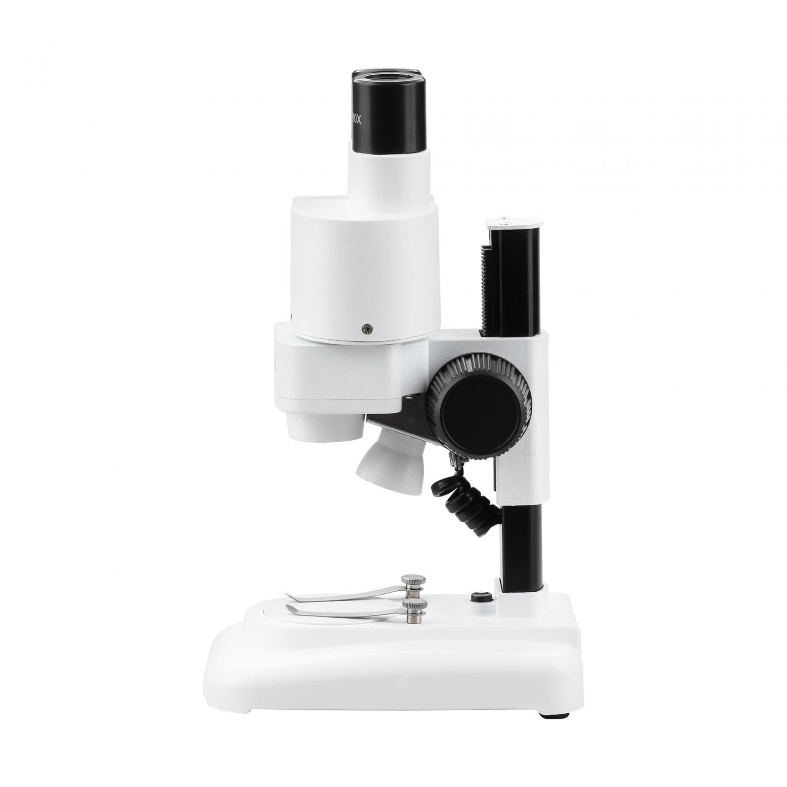 Stéréoscope Instrument Scientifique Binoculaire pour Observation de Spécimens Volumineux Éclairage Double Source Platine Contrastée Idéal pour Étudian, Blanc