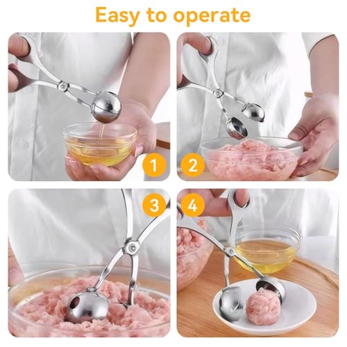 Meatball Scoop Ball Maker, Meat Baller Tongs Melon Baller Stainless Steel Cookie Dough Scoop Cake Pop Maker (S) - Image 4