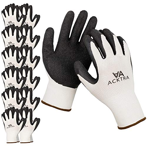 ACKTRA Coated Nylon Safety WORK GLOVES 12 Pairs, Knit Wrist Cuff, Multipurpose,