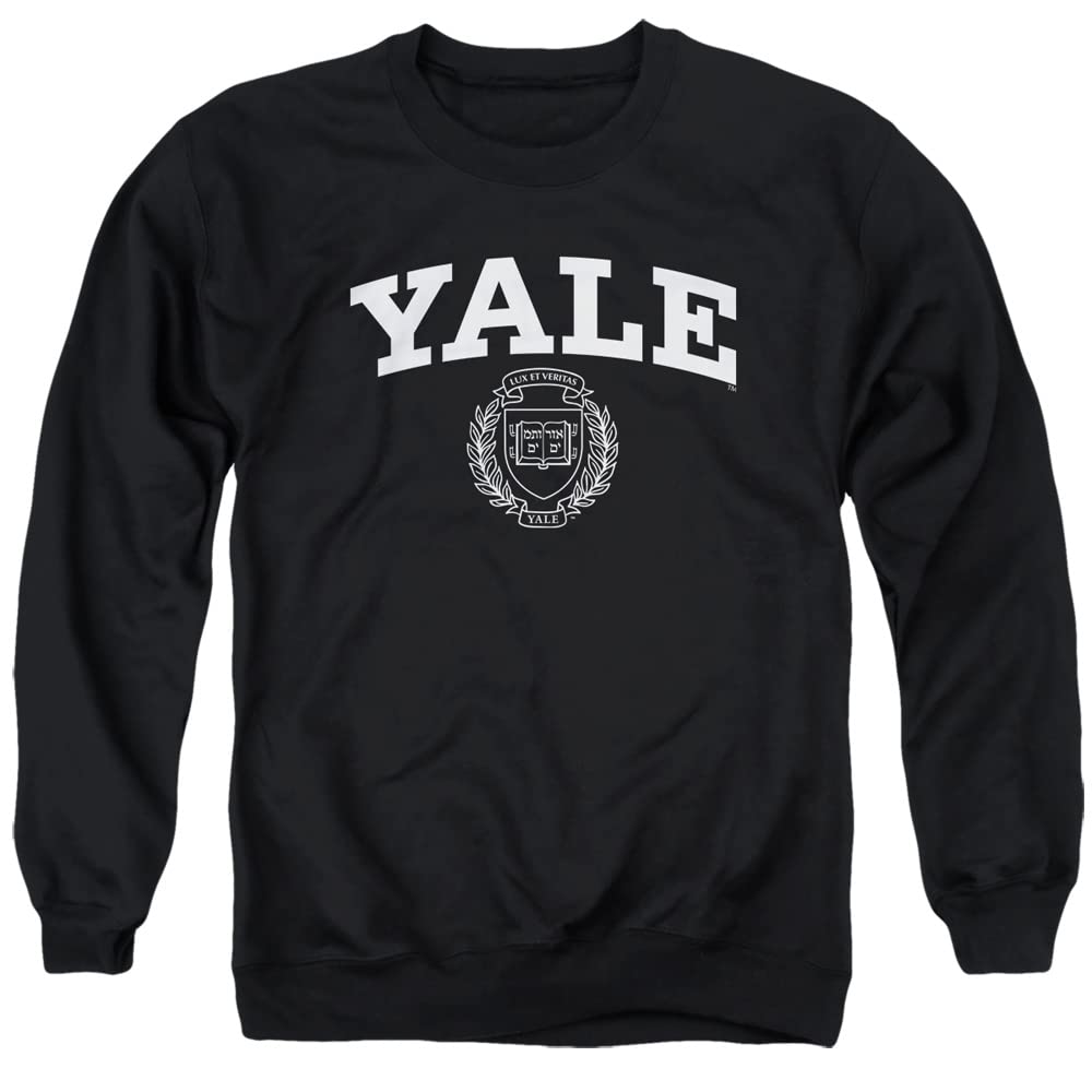 Yale University Official Yale Seal Unisex Adult Crewneck Sweatshirt ,Black, Small, INDYAL301-AS-1