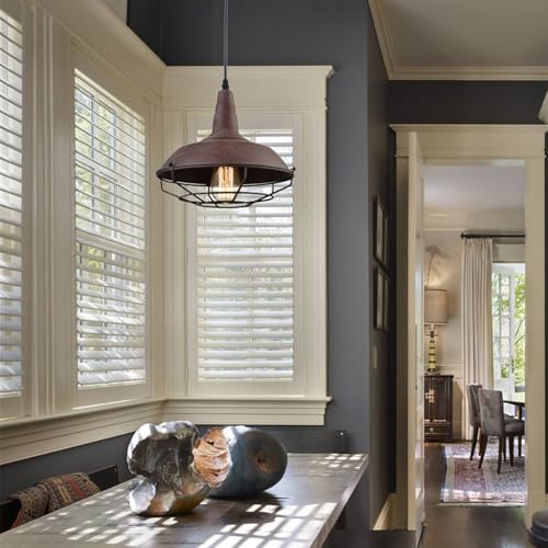 Image of DAYCENT Barn Style Pendant Light Farmhouse Caged Pendant Lighting Industrial Metal Wire Hanging Pendant Light Barn Pendant Light Fixtures for Kitchen Island Hallway Foyer, Rust Finish