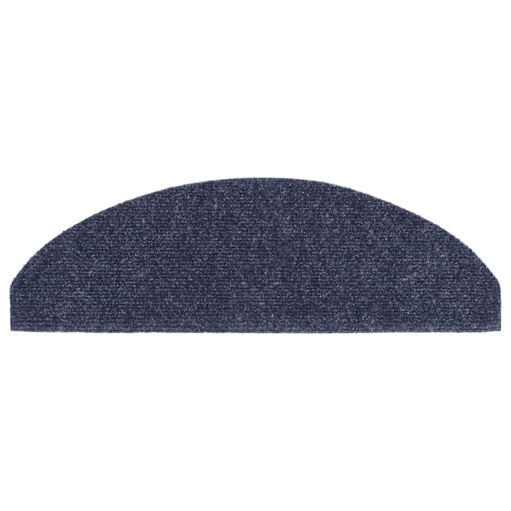 Stufenmatten Selbstklebend 15 Stück 65x21x4 cm Blau Halbrund Groß Treppenstufen Matten, Teppich Innen für Treppen, rutschfest Stufenmatten Treppenteppich