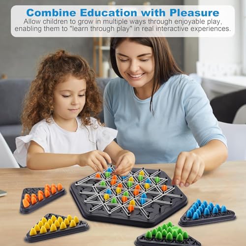 Image of Awestuffs Triangle Board Game, Territory Capture Family Game, Chain Triggle Chess Brain Teaser Strategy Puzzle Toys 2 to 4 Players (Chain Triangle Chess)