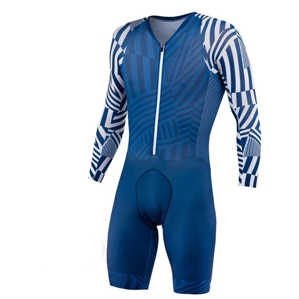 Abito ciclistico da Uomo Abito Sportivo a Maniche Lunghe a Triathlon Estate Traspirante e ad Asciugatura Rapida, Zip Completo Gel 9D Tuta (Color : 03, Size : XXXX-Large)