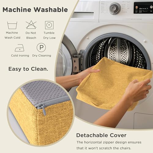 Image of AddGrace Recliner Cushions for Elderly Thick Seat Cushion 20 inchx20 inchx4 inch Chair Pads with Non Slip Backing and Washable Cover for Couch Armchair Chairs Yellow