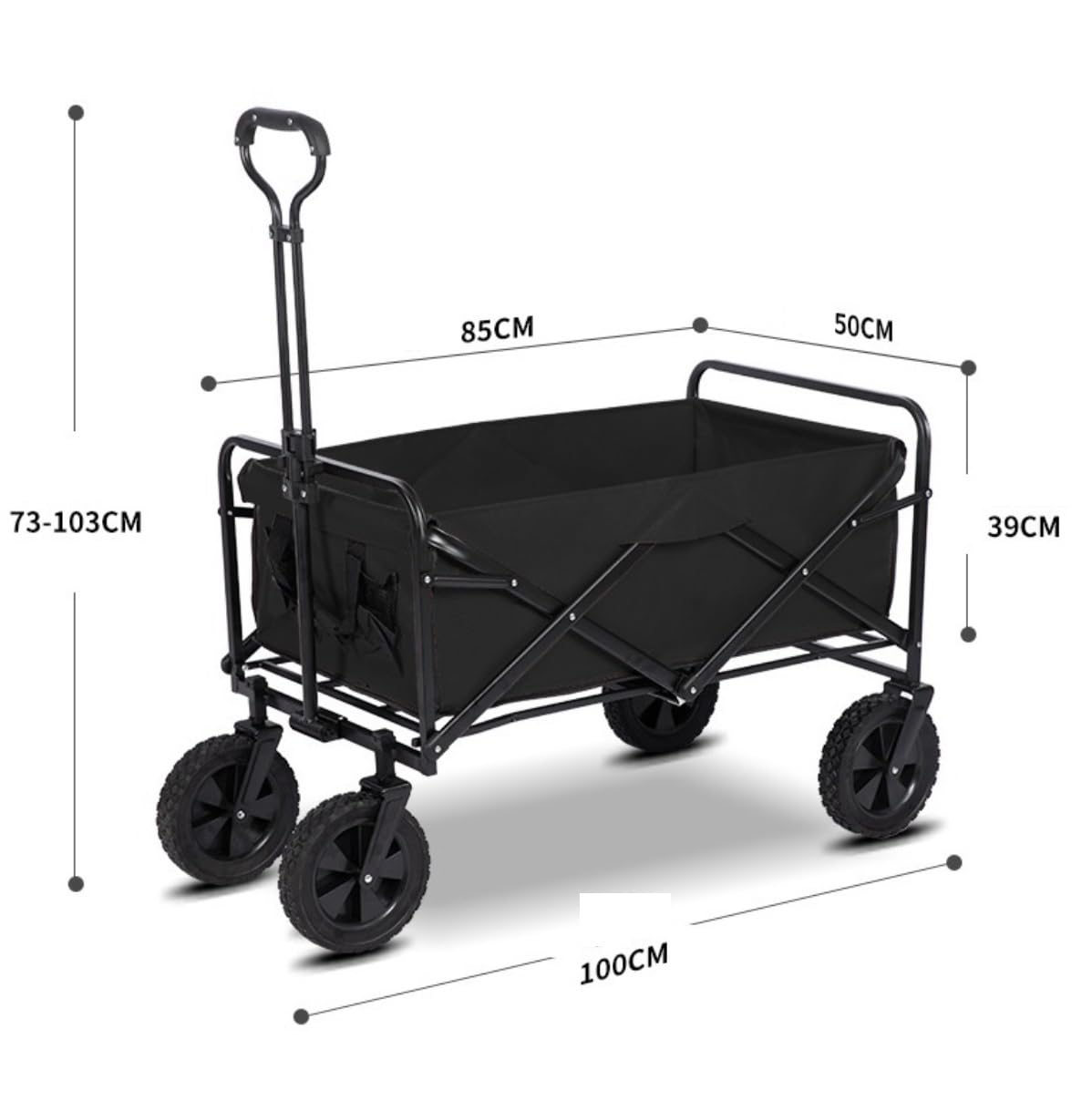 Carrito Plegable Transporte Carro Utilitario Plegable para Exteriores, con Ruedas, Mango De Empuje Ajustable para Acampar, Comestibles, Compras Deportivas Campaña Jardín(A)