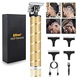 Hair Clippers for Men, Professional Hair Trimmer, Waterproof Zero Gapped Trimmer for men,Lines, Edges,Sideburns,Beard Trimmer for Men,Grooming Kit Low Noise Cordless Rechargeable with Guide Combs(Gold)