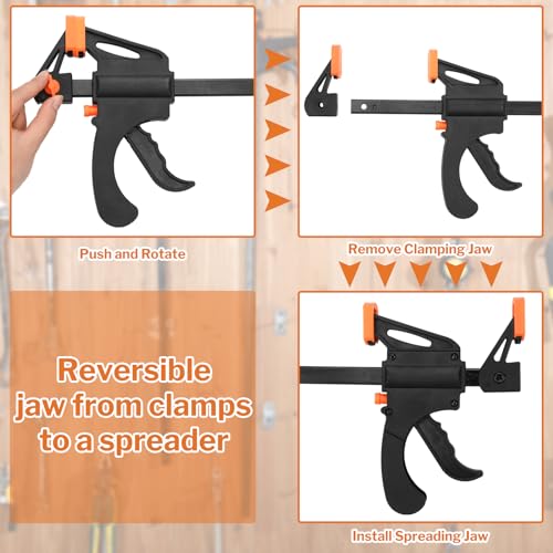 Lasnten 2 Pcs 50 Inch Clamps for Woodworking Wood Bar Clamps Quick Release Spreader Function Trigger One Handed Clamp Ratchet Tools for Carpenter Crafts Woodworking DIY Projects by Lasnten - Image 3