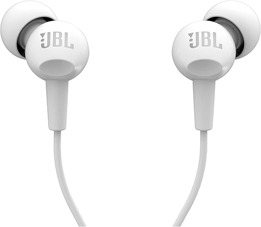 JBL C100SI Wired In Ear Headphones with Mic, JBL Pure Bass Sound, One Button Multi-function Remote, Premium Metallic Finish, Angled Buds for...