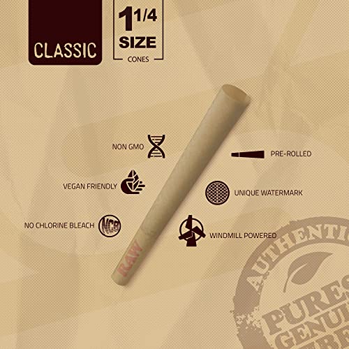 image for RAW Cones Classic 1-1/4 Size | 150 Pack | Natural Pre Rolled Rolling P