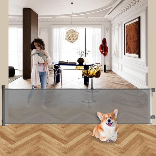 BECROWM Cancelletto retrattile extra largo da 300 cm, per grandi aperture, cancello di sicurezza per porte, cancelli extra lunghi per cani, per interni, esterni, cancelli per bambini per ampie