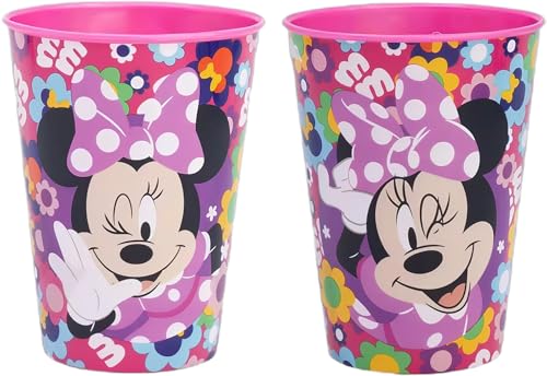 ILS I LOVE SHOPPING Set 2 Bicchieri per Bambini 260 ml in plastica Senza BPA Regalo per Ragazzi (Minnie Mouse Topolina)