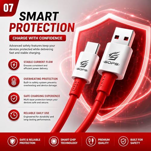 Image of 33W Compatible With oneplus cable type c original | USB To Type C Cable Fast Charging | Red Colour Compatible with OnePlus Cable | SuperVooc Wrap Dart Vooc Supported Cord