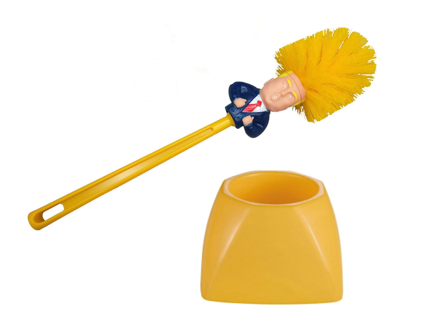 Xingrda Yellow Donald Trump Toilet Brush - Novelty Bowl Cleaner For Household Bathroom - President's Cleaning Scrubber With Holder Stand & Storage-Thumb Up