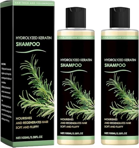 Ros-marin Shampoo für Haarwachstum, Natürliches verdickendes und stärkendes Shampoo mit hydrolysiertem Keratin gegen dünner werdendes Haar und Haarausfall, für Frauen und Männer (2 Stück)