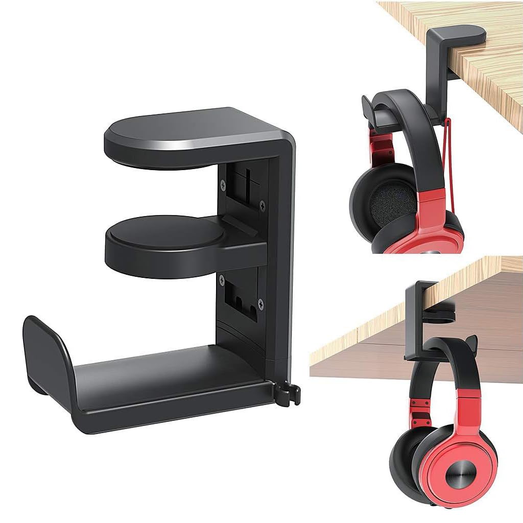 ZORBES® PC Gaming Headset Headphone Hook Holder Hanger Mount, Headphones Stand with Adjustable Rotating Arm Clamp, Under Desk Design, Universal Headphones Hanger, Built in Cable Clip Organizer Hook