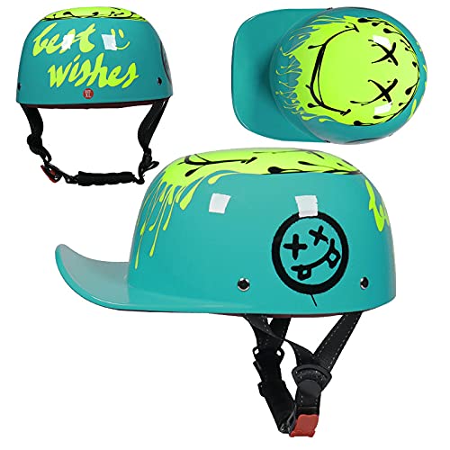 Woljay Vintage Open Face Motorcycle Helmet Baseball Cap Half Helmets Retro Men Women for Chopper Cruiser Street Scooter Moped Cap Jet - DOT Certified (Large, Clown) by Woljay - Used condition - Image 2