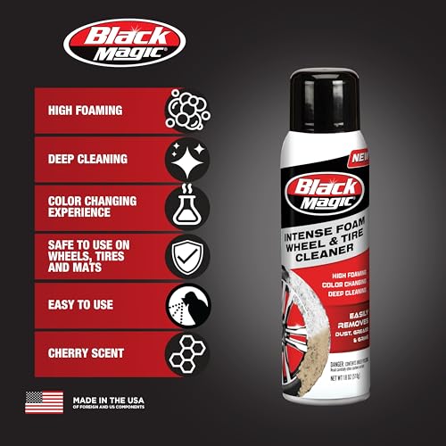 Image of Black Magic 120253 Intense Foam Wheel & Tire Cleaner w /High Foaming Deep Clean Formula to Remove Dirt, Grime & Brake Dust - Cherry Scent