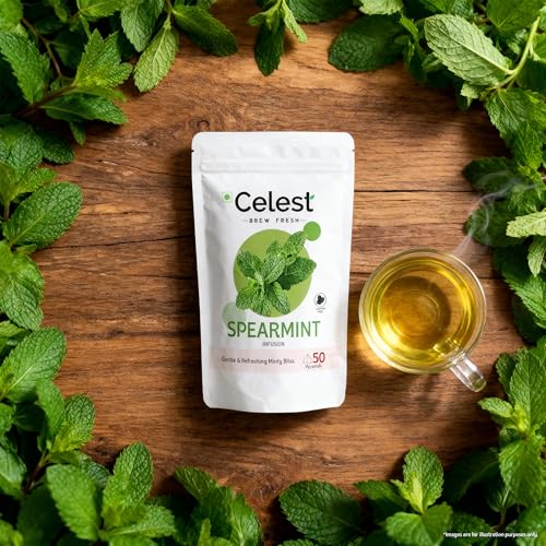 Image of Celest Spearmint Tea 50 Tea Bags - Pack of 3 | Herbal Tea for PCOS Support & Facial Hair Care | Caffeine-Free