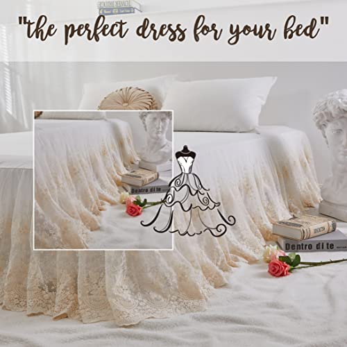 Falda de cama de encaje Queen para un dormitorio de estilo romántico 8
