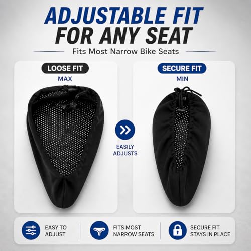 Image of PulGos Cycle Seat Cover for Men & Women | 𝐄𝐱𝐭𝐫𝐚 𝐒𝐨𝐟𝐭 Gel Padded Cushion for 𝐏𝐚𝐢𝐧-𝐅𝐫𝐞𝐞 𝐑𝐢𝐝𝐞𝐬 | Anti-Slip, Breathable 𝐋𝐨𝐧𝐠 Lasting Memory Foam & Universal Fit for All Cycles