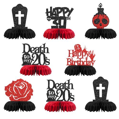 Centros de mesa Death to My 20s de panal para solucionar la decoración del 30 cumpleaños 1