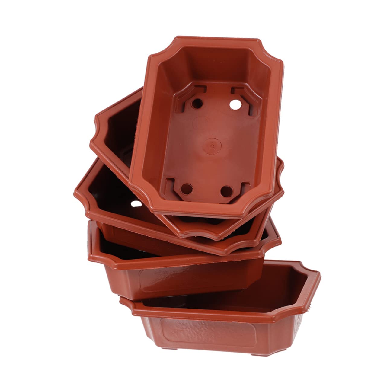 ABOOFAN Lot De 5 Pots De Fleurs en Plastique avec Trous De Drainage pour Succulentes, Jardinière Rectangulaire 34,5x24,5x10 Cm, Décoration Balcon Intérieur Et Extérieur