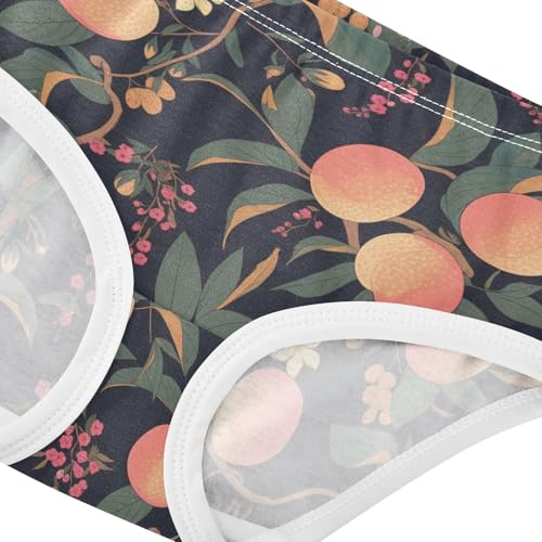 Wusikd Peaches Leaves Girls' Underwear Cotton Flower Girls Briefs Soft Toddler Underwear 2T4