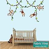 Green and Brown Monkey Wall Decal for Baby Nursery or Kid's Room, Fabric Vine Decal