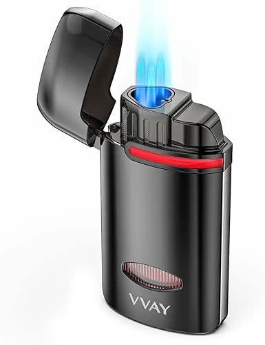 VVAY Briquet Tempete Gaz Rechargeable, 3 Jet Flammes (Gaz Non