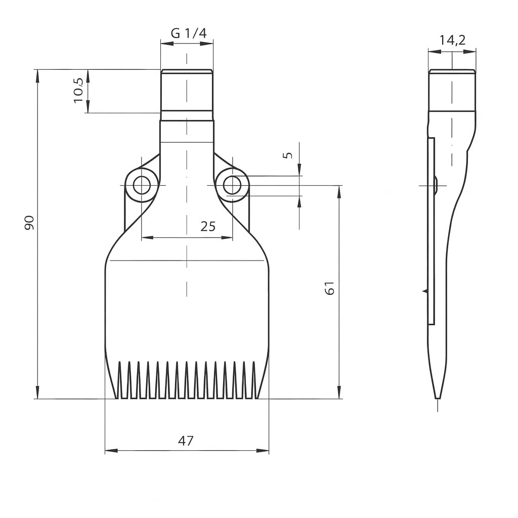 Fittingstore – Leise Mehrkanal-Fächerdüse für Ausblaspistolen | Druckluftdüse energiesparend | G1/4 R1/4 M12x1,25 | POM Aluminium Edelstahl Polypropylen ABS (ABS - 550 l/min - R 1/4")