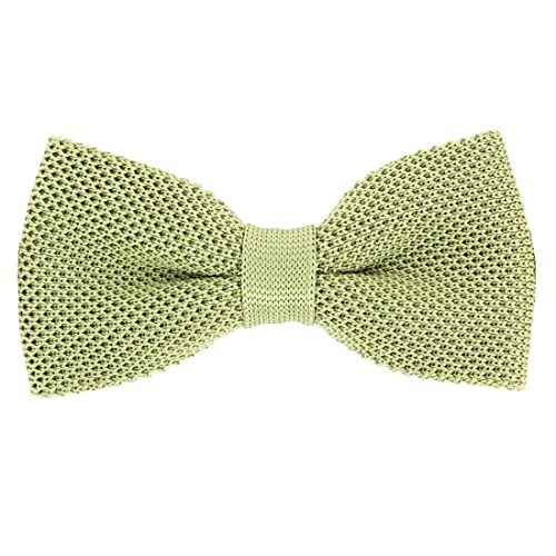 Noeud papillon tricot soie vert paille Tony & Paul PAULO uni fabriqué en Italie